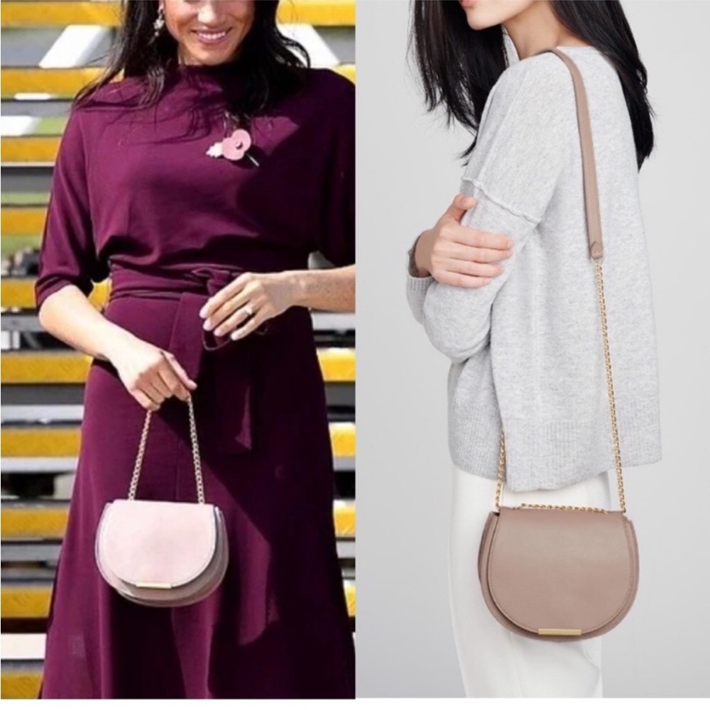 Cuyana Mini Saddle Bag Dusty Pink Quartz Leather Shoulder Bag A1 - Picture 2 of 11